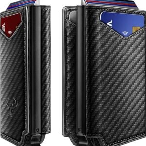 BULLIANT Men Slim Leather Wallet Metal Case Money